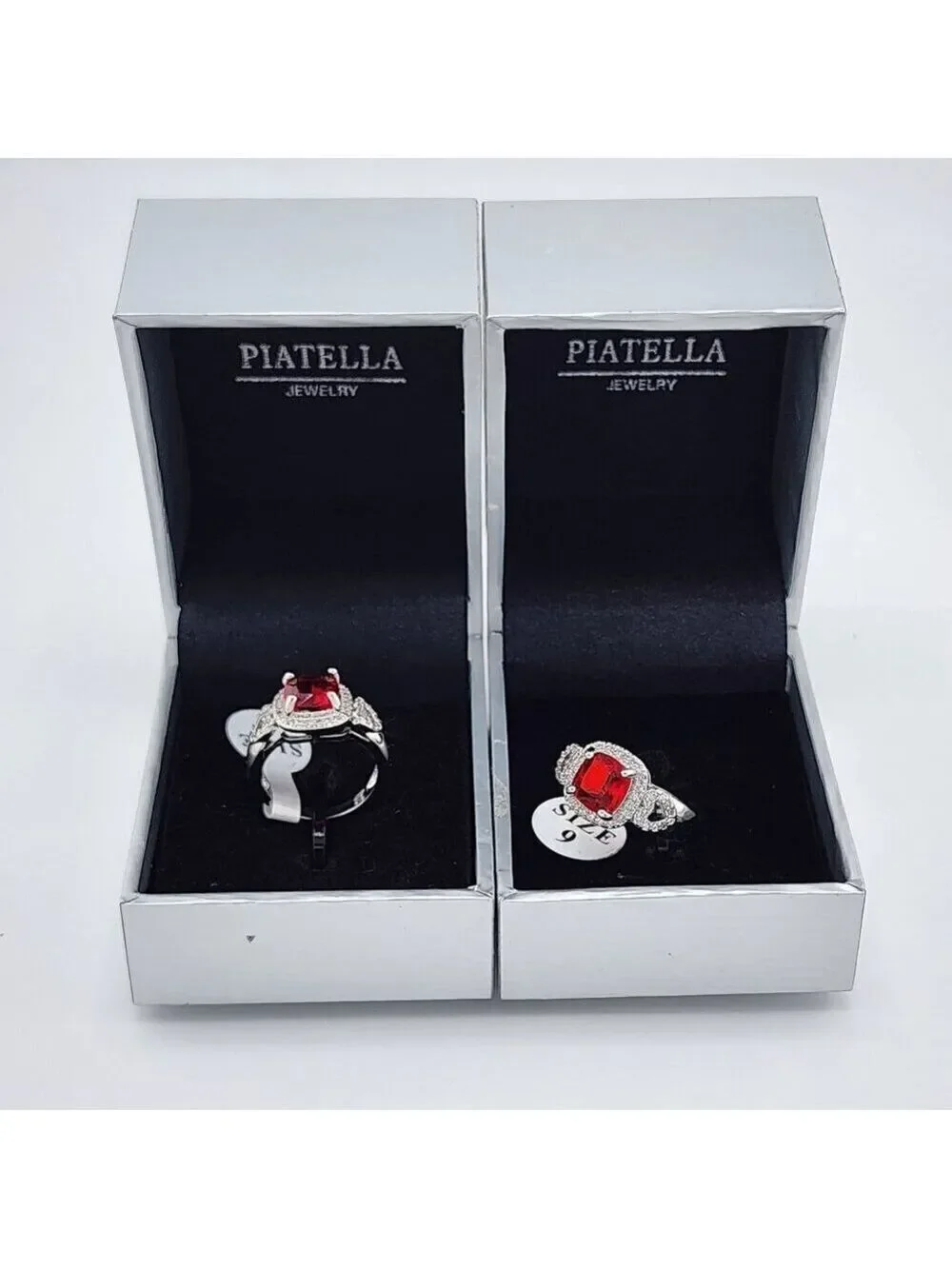Brand New Gold Plated Red Gemstone double Heart Ring